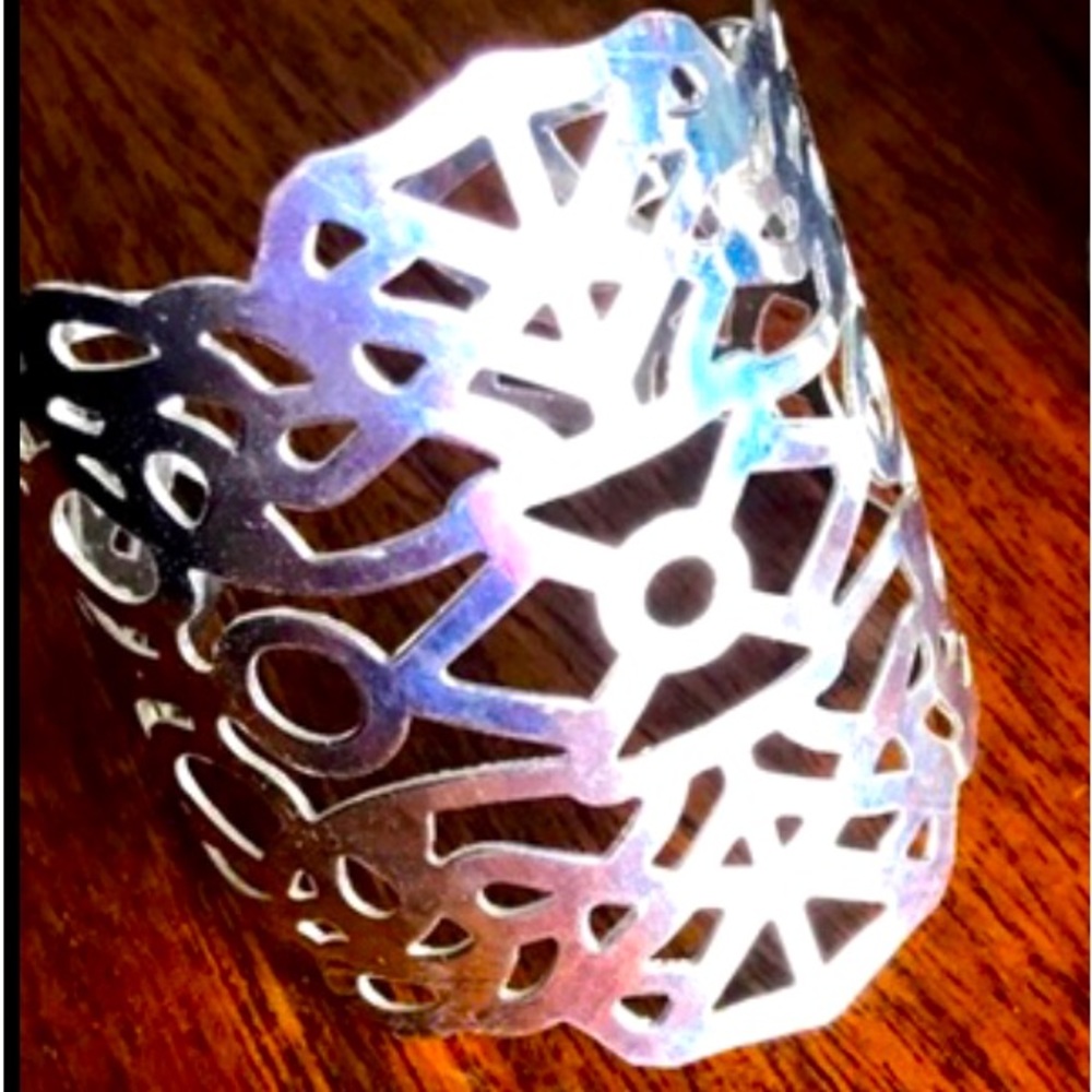 Silvertone Filagree Cuff Bracelet